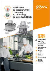 VENTILADORES DE COBERTURA F400 COM MOTOR EC TECHNOLOGY DE ELEVADA EFICIÊNCIA